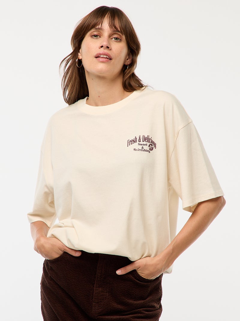 T-shirt oversize con stampa Bianco - Kiabi