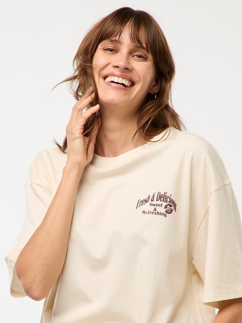 T-shirt oversize con stampa Bianco - Kiabi
