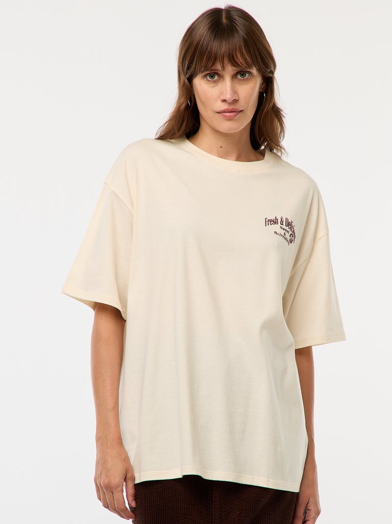 T-shirt oversize con stampa Bianco - Kiabi
