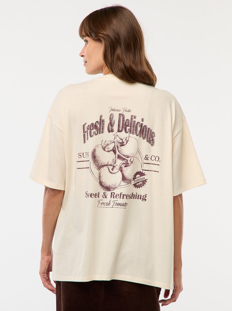 T-shirt oversize con stampa Bianco - Kiabi