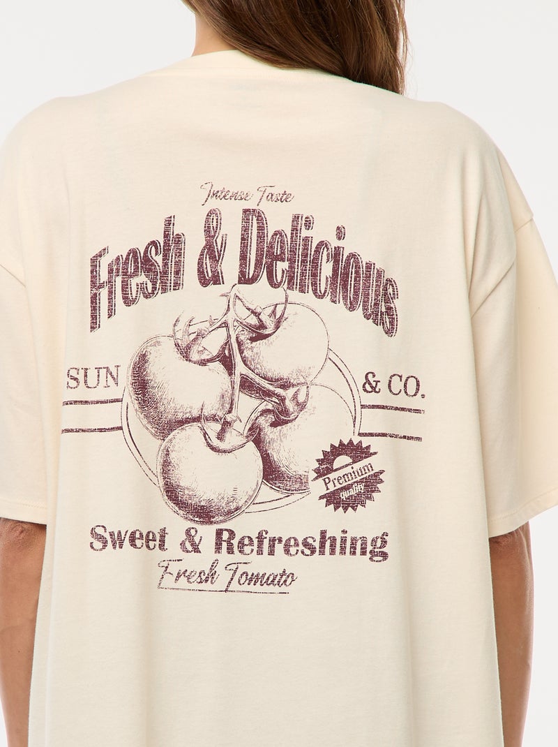 T-shirt oversize con stampa Bianco - Kiabi