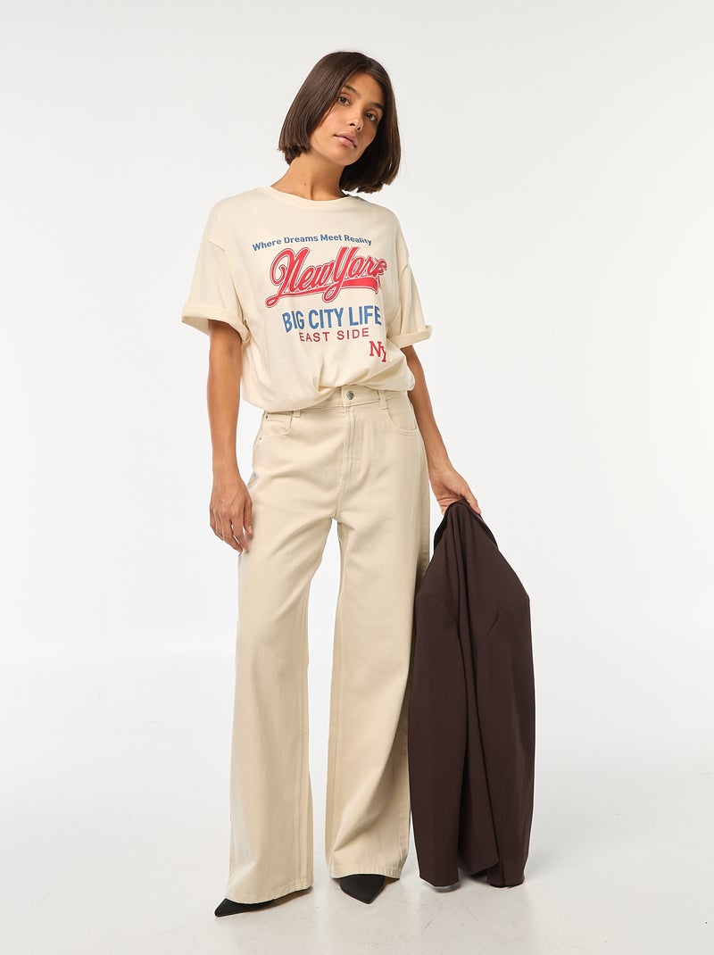 T-shirt oversize con stampa Bianco - Kiabi