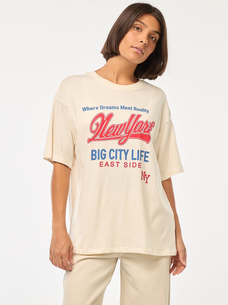T-shirt oversize con stampa Bianco - Kiabi