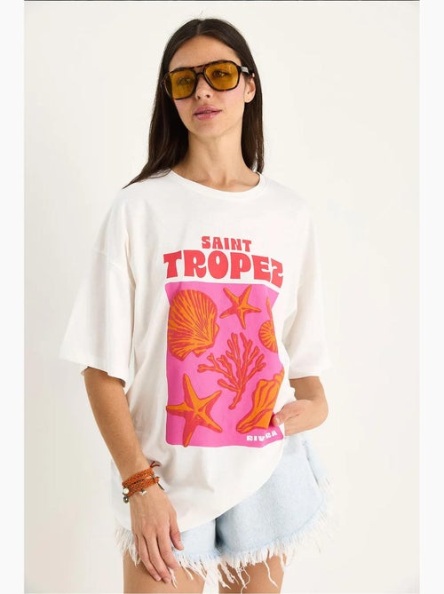 T-shirt oversize con stampa conchiglie in cotone lucci - Kiabi