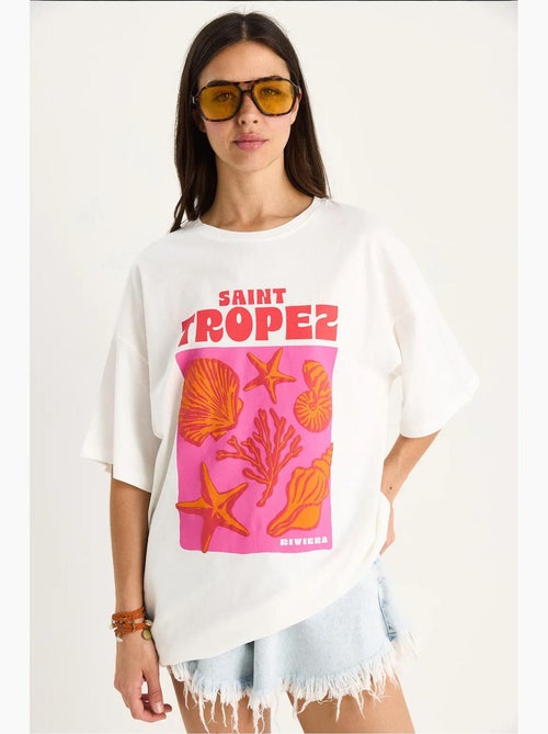 T-shirt oversize con stampa conchiglie in cotone lucci - Kiabi