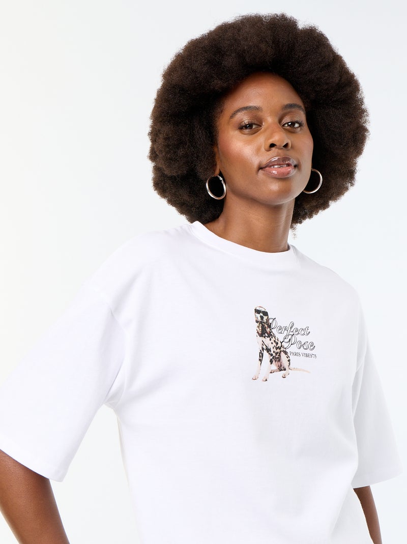 T-shirt oversize con stampa dalmata Bianco - Kiabi