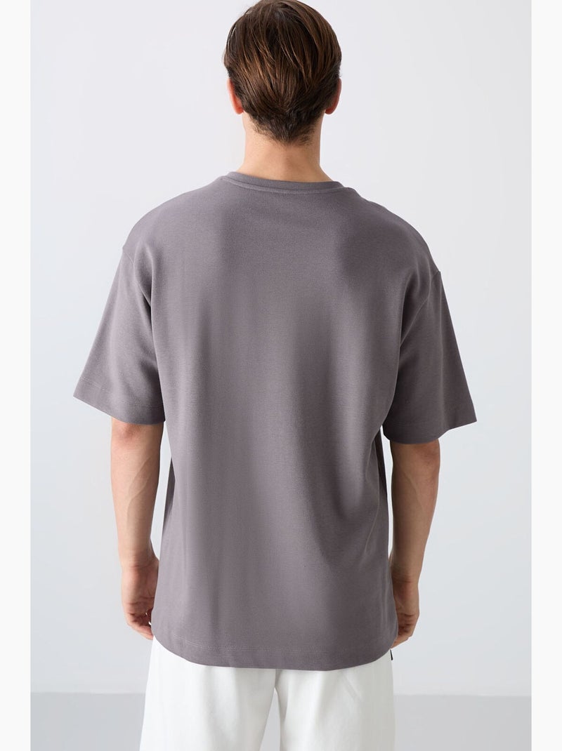 T-shirt oversize con stampa e girocollo tommy Grigio nero - Kiabi