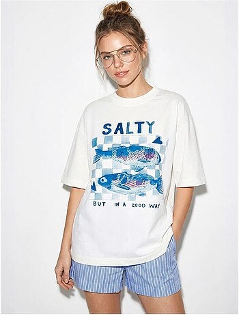 T-shirt oversize con stampa e scollo a girocollo lucci