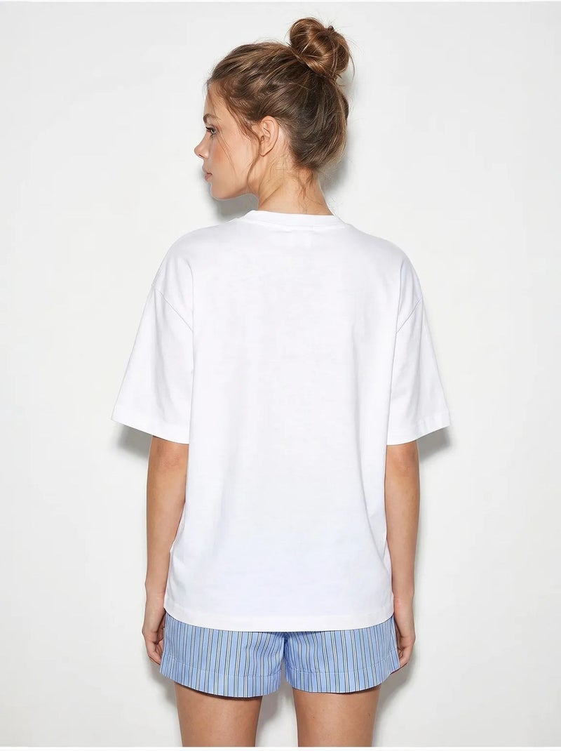 T-shirt oversize con stampa e scollo a girocollo lucci Bianco - Kiabi