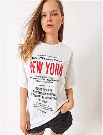 T-shirt oversize con stampa new york lucci