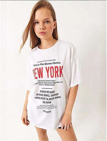 T-shirt oversize con stampa new york lucci