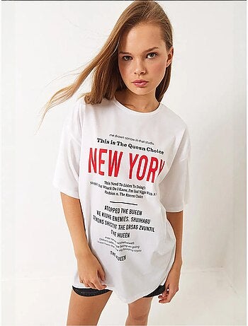 T-shirt oversize con stampa new york lucci