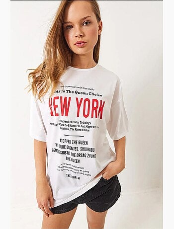 T-shirt oversize con stampa new york lucci