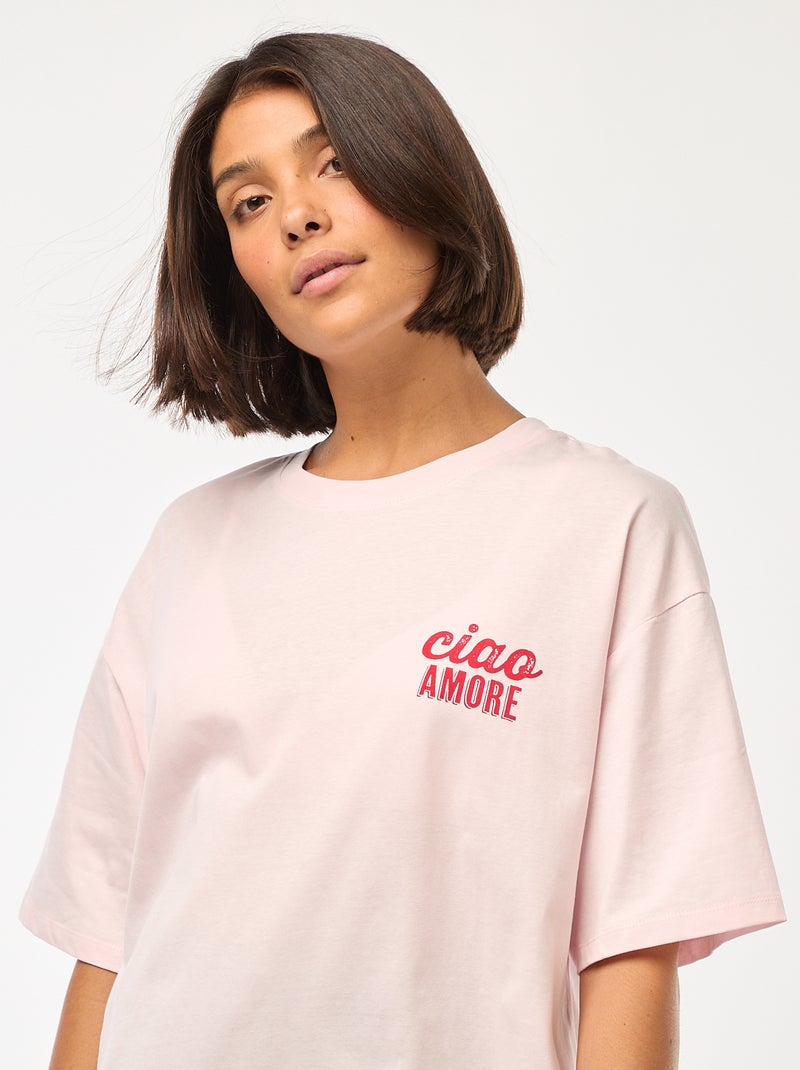 T-shirt oversize con stampa Rosa - Kiabi