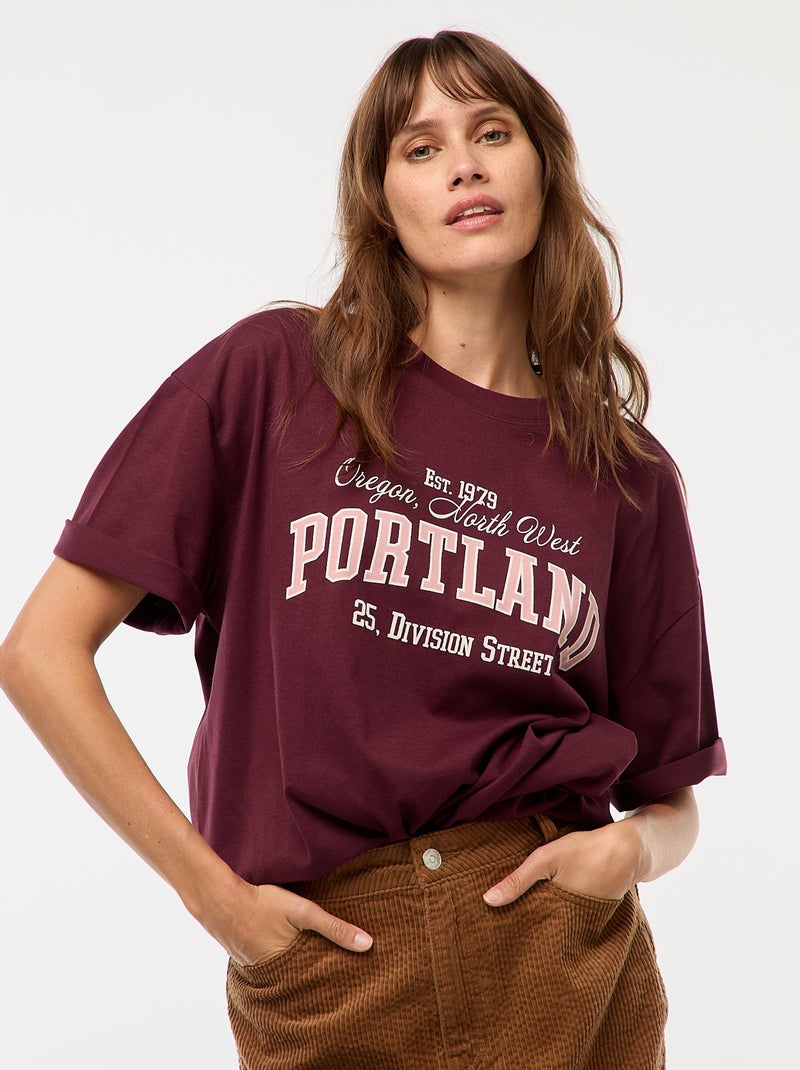 T-shirt oversize con stampa Rosso - Kiabi