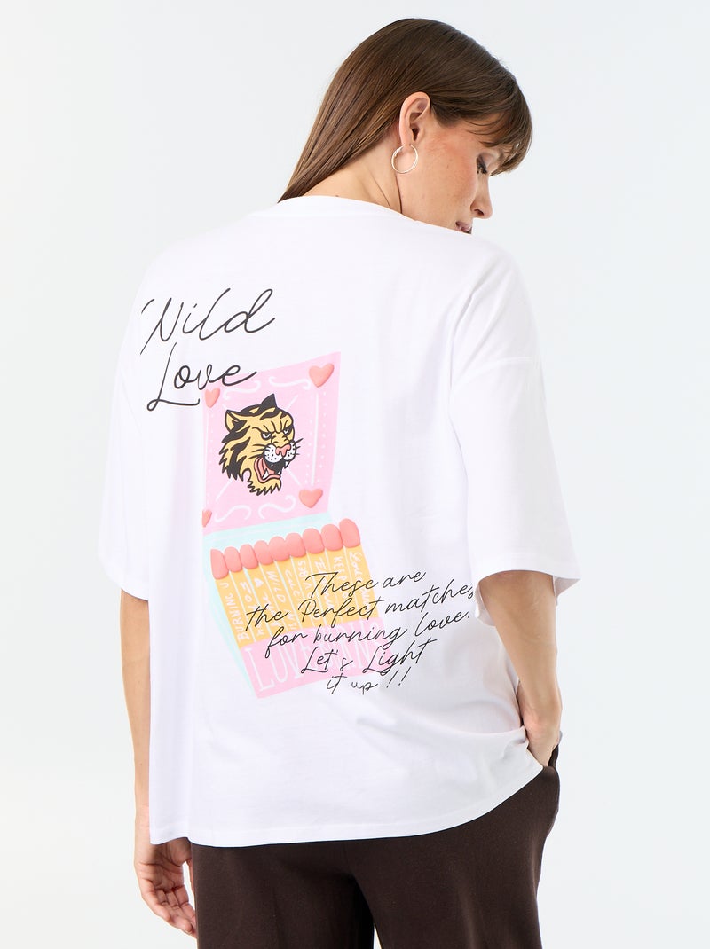T-shirt oversize con stampa sul retro Bianco - Kiabi