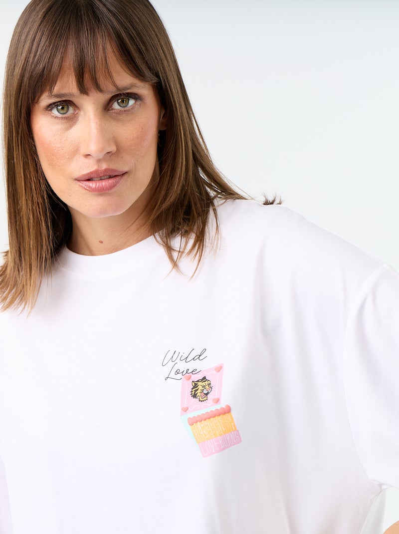 T-shirt oversize con stampa sul retro Bianco - Kiabi