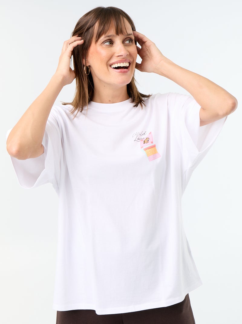 T-shirt oversize con stampa sul retro Bianco - Kiabi