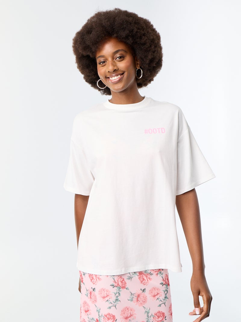 T-shirt oversize con stampa sul retro Bianco - Kiabi