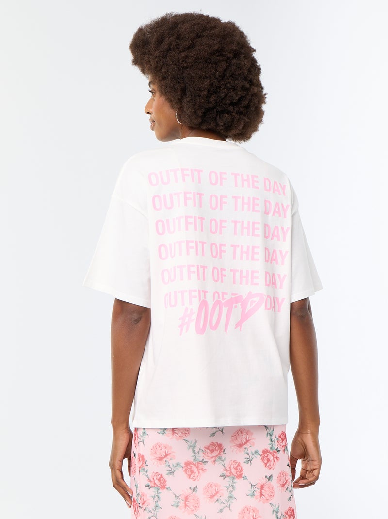 T-shirt oversize con stampa sul retro Bianco - Kiabi