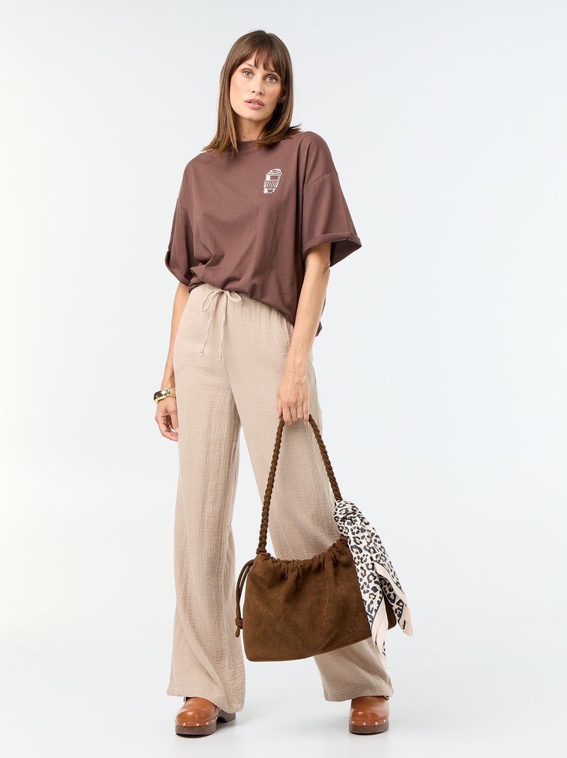 T-shirt oversize con stampa sul retro Marrone - Kiabi