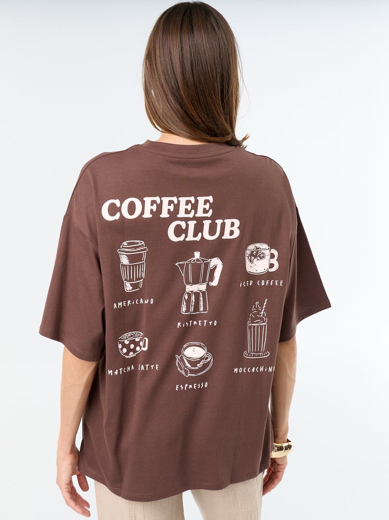 T-shirt oversize con stampa sul retro Marrone - Kiabi