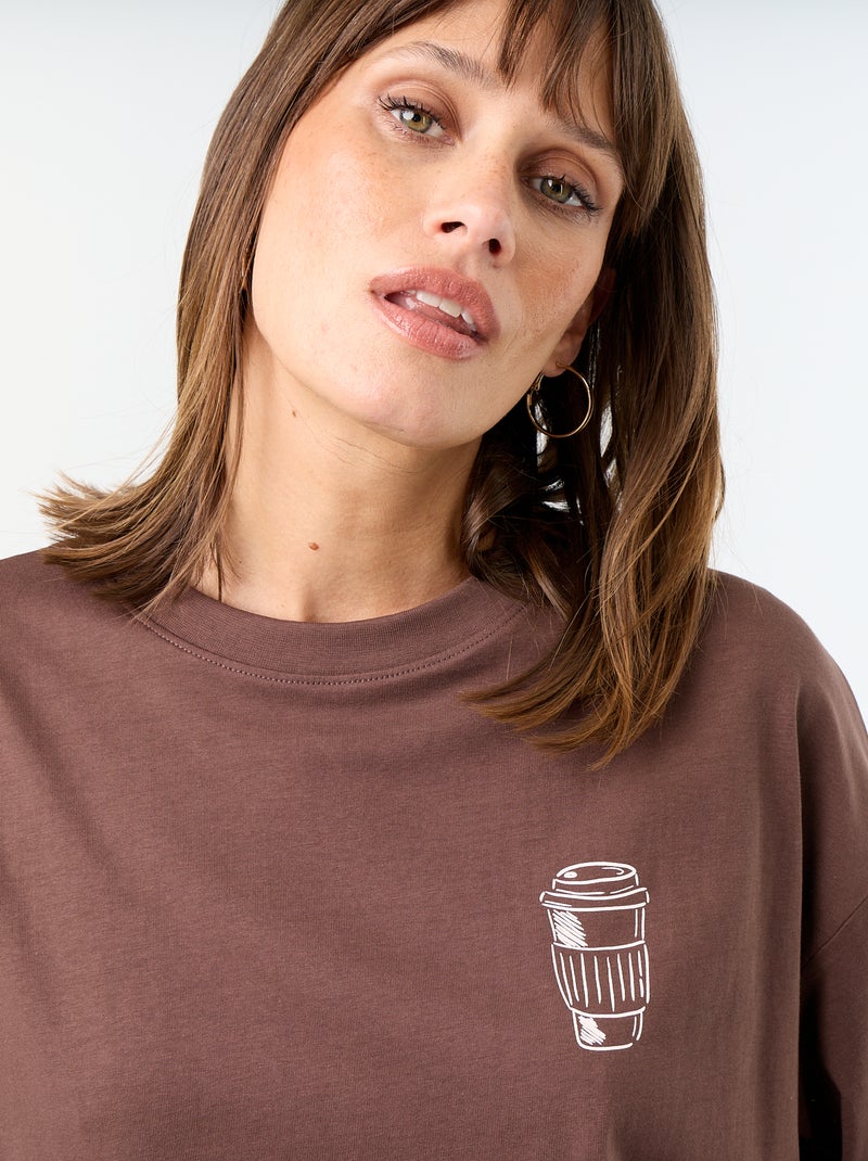 T-shirt oversize con stampa sul retro Marrone - Kiabi