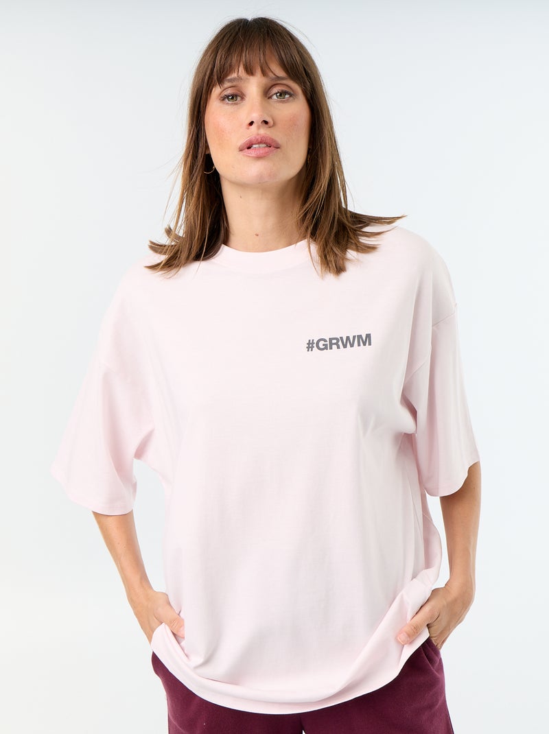 T-shirt oversize con stampa sul retro Rosa - Kiabi