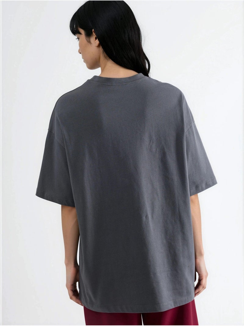 T-shirt oversize con stampa testuale busem Grigio scuro - Kiabi