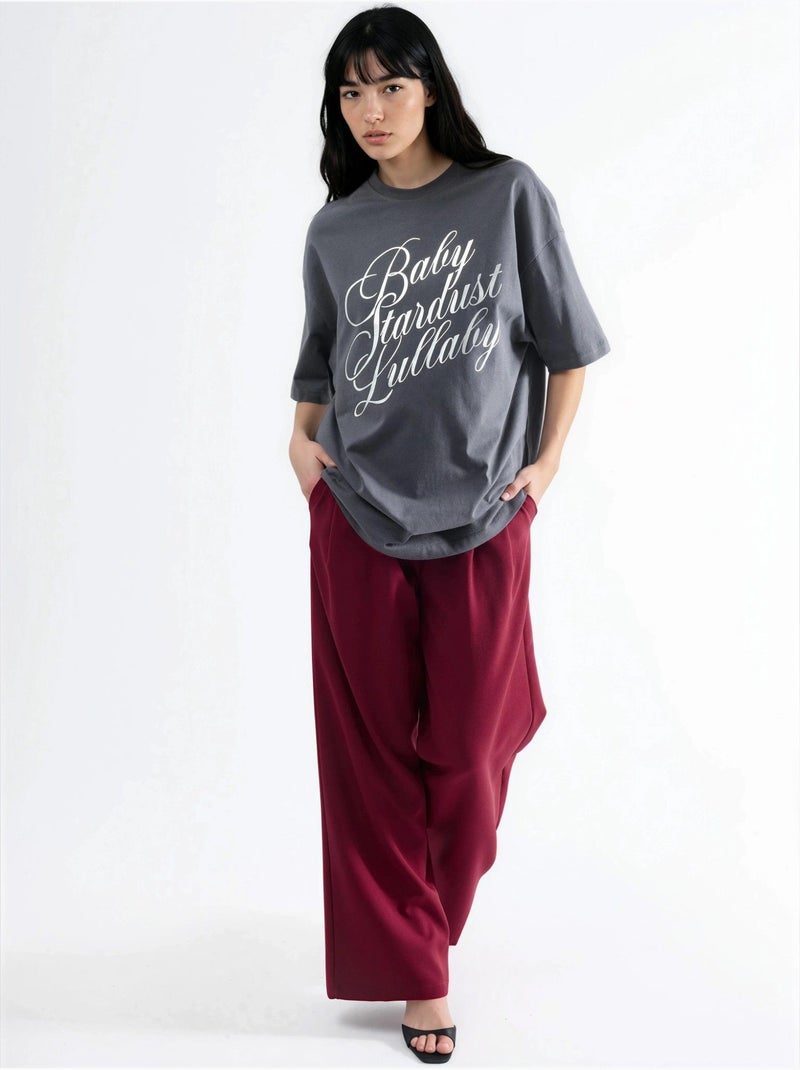 T-shirt oversize con stampa testuale busem Grigio scuro - Kiabi