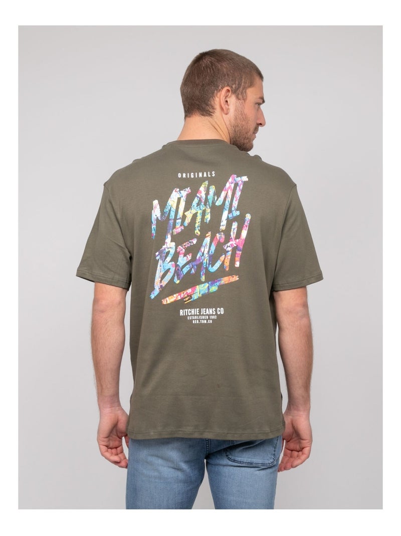 T-shirt oversize cotone motivi NASCADE Cachi - Kiabi