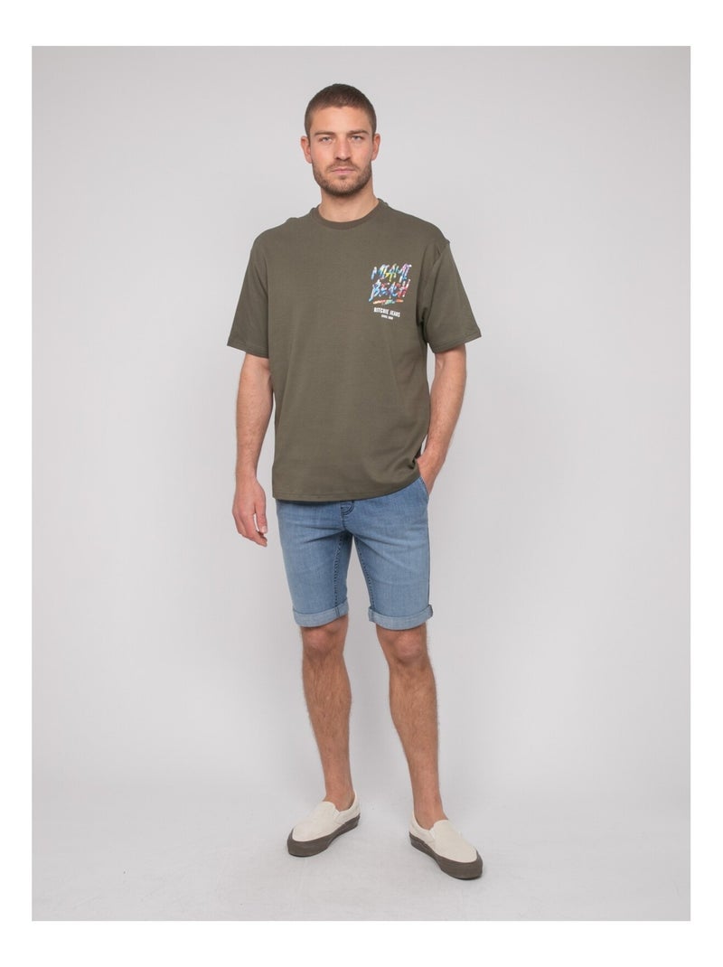 T-shirt oversize cotone motivi NASCADE Cachi - Kiabi