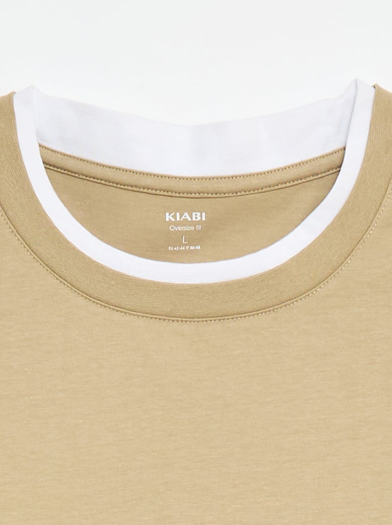 T-shirt oversize effetto 2-in-1 +1m90 Beige - Kiabi
