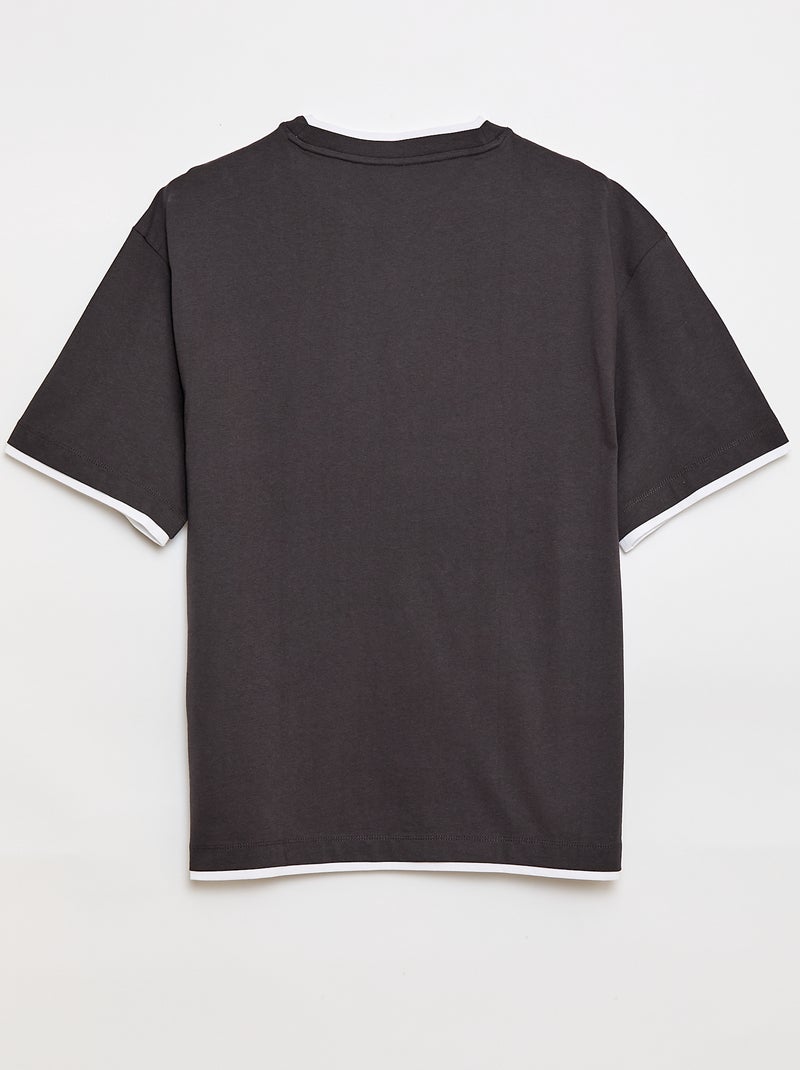 T-shirt oversize effetto 2-in-1 +1m90 Grigio scuro/ Antracite - Kiabi