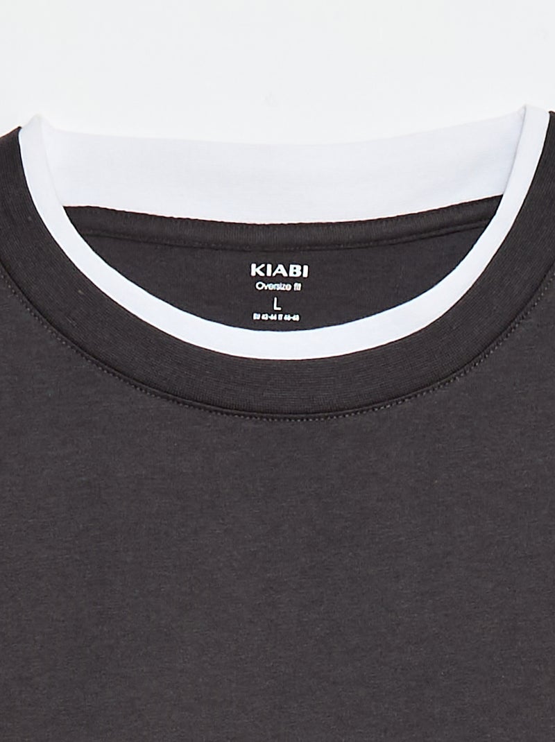T-shirt oversize effetto 2-in-1 +1m90 Grigio scuro/ Antracite - Kiabi
