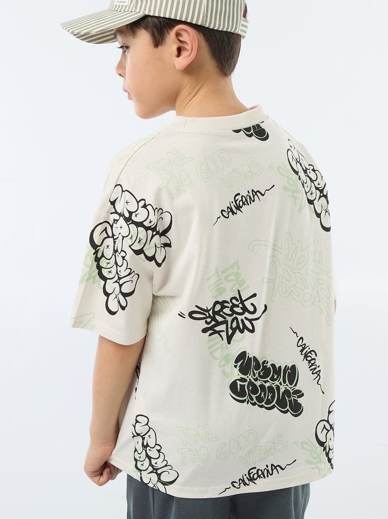 T-shirt oversize fantasia Bianco - Kiabi