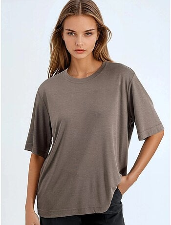 T-shirt oversize girocollo a coste busem