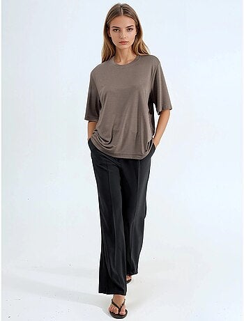 T-shirt oversize girocollo a coste busem