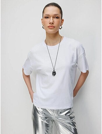 T-shirt oversize girocollo tinta unita con spacchi mixray