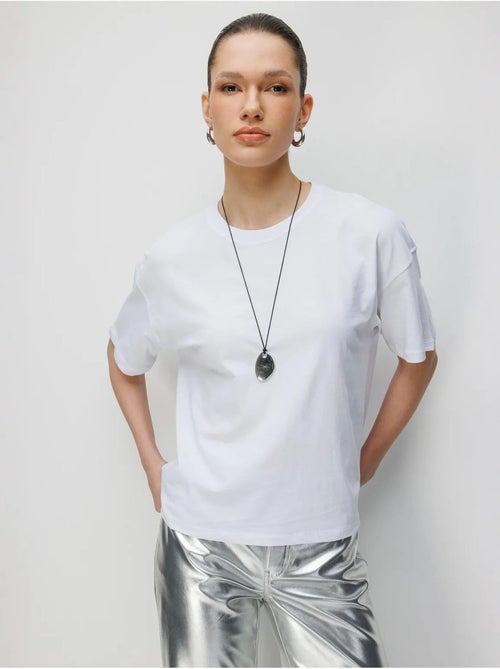 T-shirt oversize girocollo tinta unita con spacchi mixray - Kiabi
