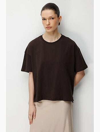 T-shirt oversize girocollo tinta unita con spacchi mixray