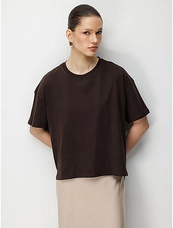 T-shirt oversize girocollo tinta unita con spacchi mixray