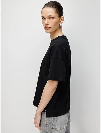 T-shirt oversize girocollo tinta unita con spacchi mixray