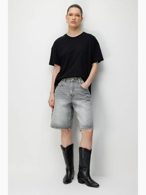 T-shirt oversize girocollo tinta unita con spacchi mixray - Kiabi