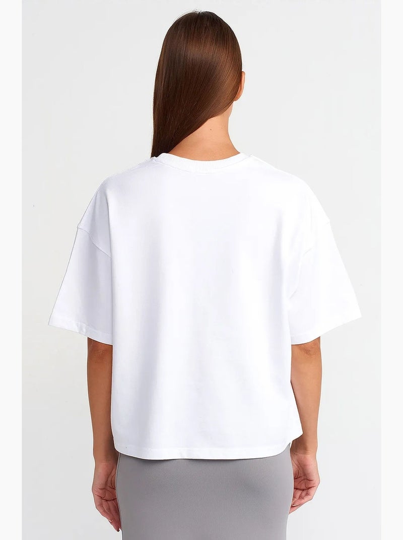 T-shirt oversize in cotone con girocollo dilvin Bianco - Kiabi