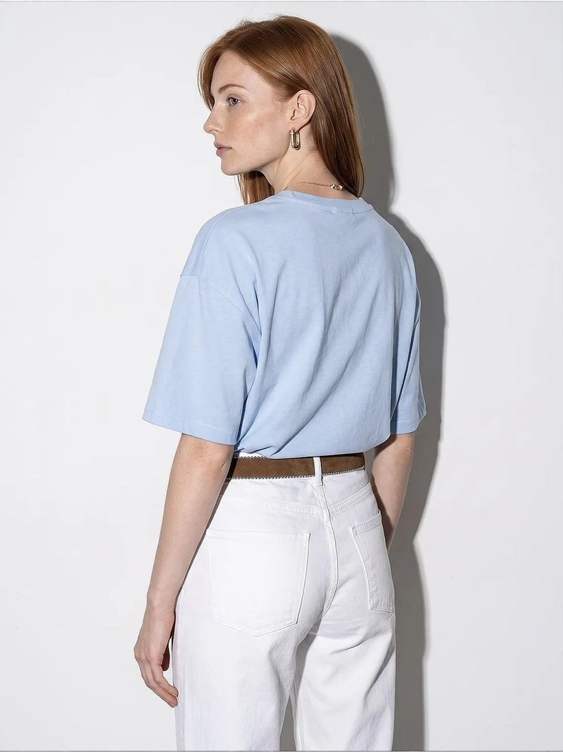 T-shirt oversize in cotone con girocollo dilvin Blu cielo - Kiabi
