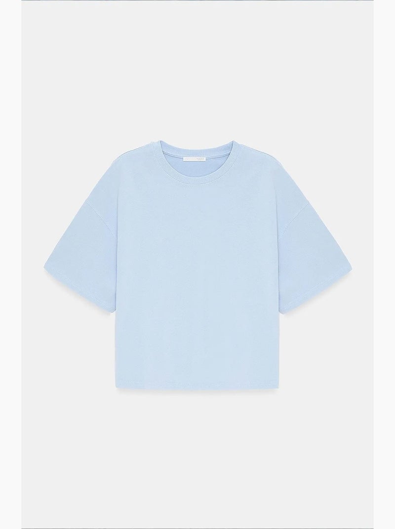 T-shirt oversize in cotone con girocollo dilvin Blu cielo - Kiabi