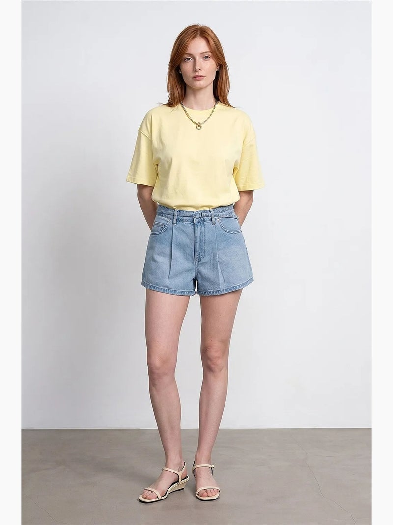 T-shirt oversize in cotone con girocollo dilvin Giallo limone - Kiabi