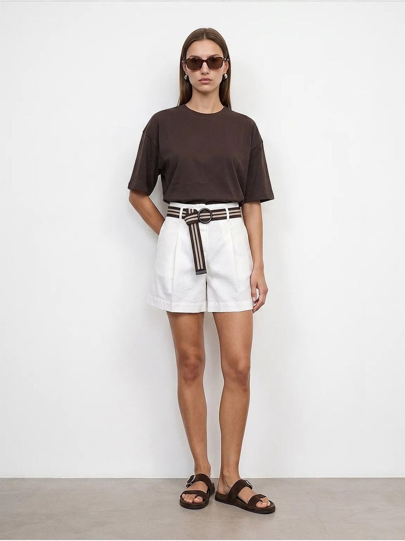 T-shirt oversize in cotone con girocollo dilvin Marrone - Kiabi