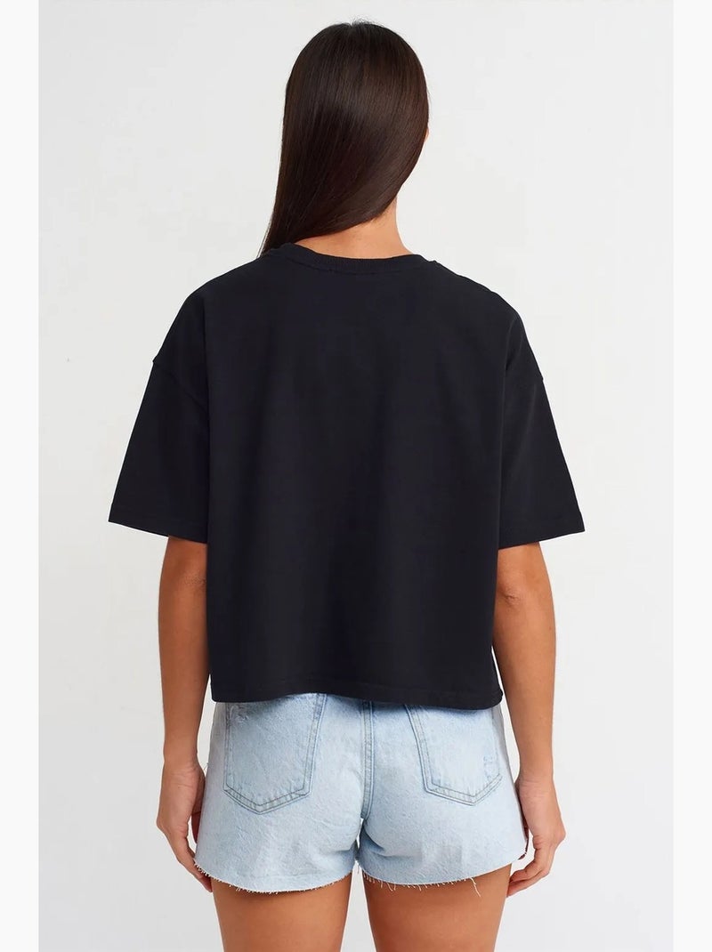 T-shirt oversize in cotone con girocollo dilvin Nero - Kiabi